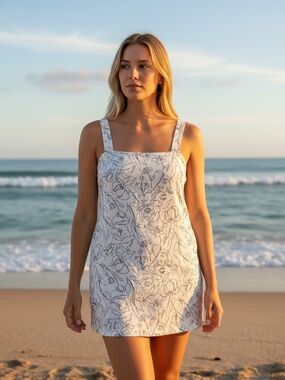 a new day White Floral Print Square-Neck Sundress